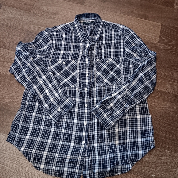 Ralph Lauren Navy and White Plaid Shirt - Picture 2 of 4